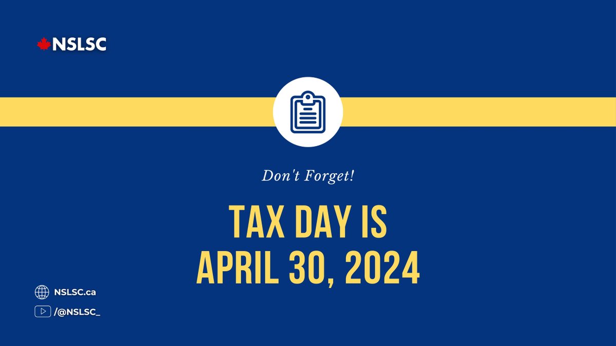 📢 Don’t forget! The deadline for filing your return and paying your taxes is April 30, 2024. You can grab your tax receipt and annual statement from your secure NSLSC.ca account. #NSLSC