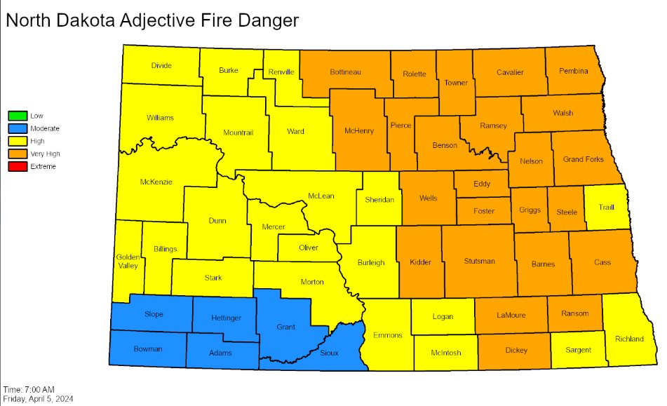 Very high fire danger today 4/5. Weather conditions for Saturday are predicted to be windy and dry also. No recreational fires are allowed during high fire danger. Please clean up any cigarettes to prevent a deck fire.