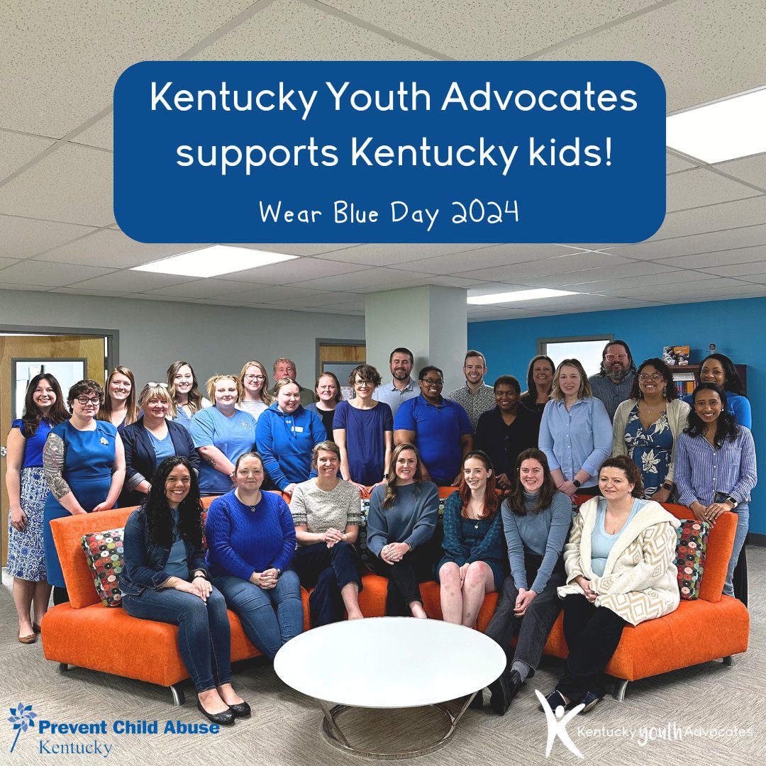 KYYouth's tweet photo. KYA staff are proud advocates in child abuse prevention w/ the @KosairForKids @faceitabuse and @PCAKY. Every Kentucky child deserves to grow up healthy and safe! Learn more &amp; find ways YOU can take action throughout #CAPM2024 &amp; beyond at https://t.co/DHIpOUKIVW. #WearBlueDay2024 https://t.co/NWRKSIoXMD