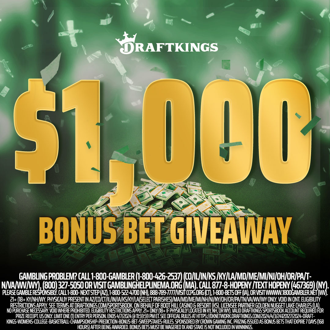 ⭐️ WOMEN'S TOURNEY GIVEAWAY ⭐️ To enter, simply: 1. Follow @DKSportsbook 2. Retweet this tweet 3. Comment your prediction of which team will win the women's college basketball tournament 4 WINNERS | $1,000 BONUS BET RULES: dknetwork.draftkings.com/2024/4/3/24120…