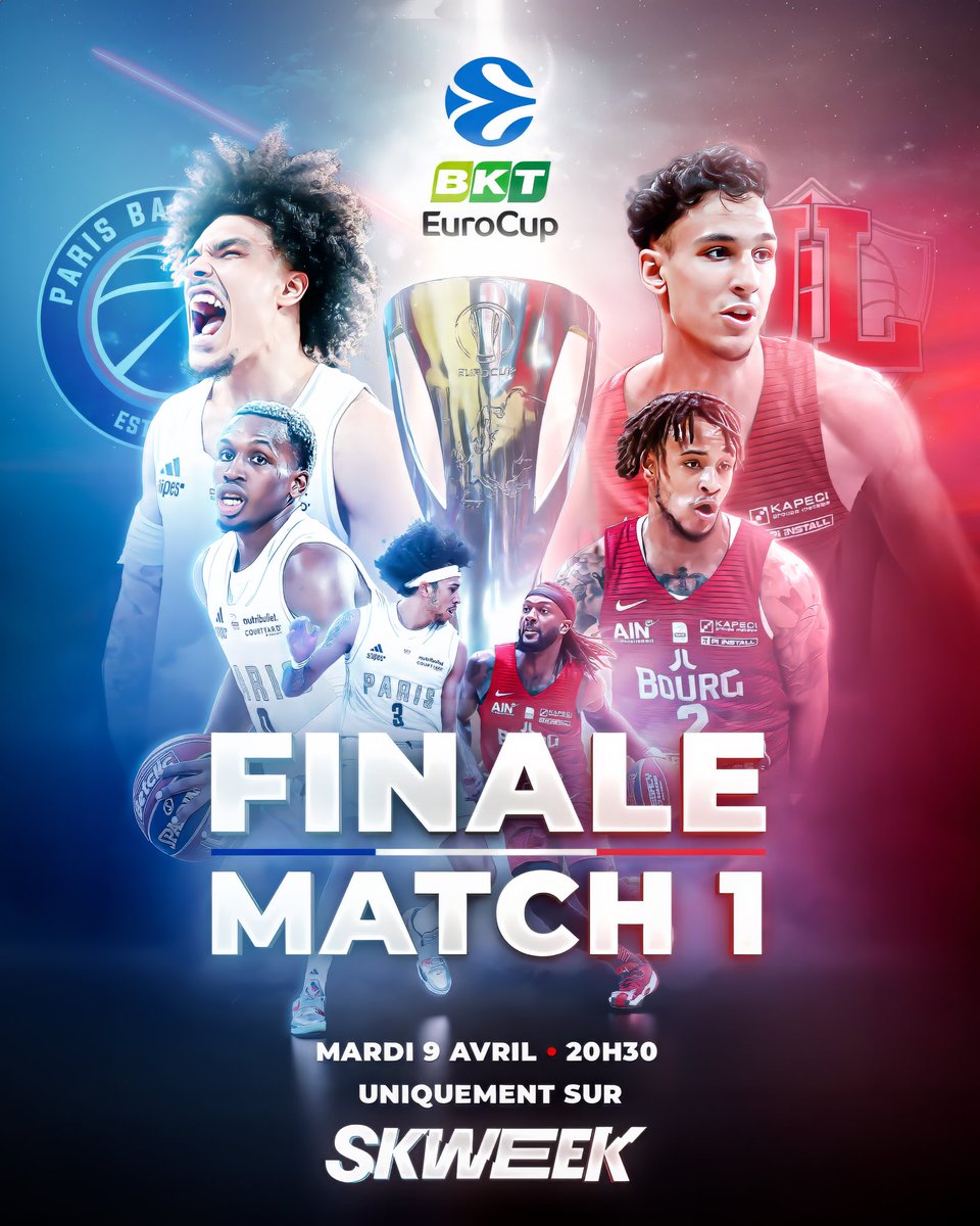 SkweekSports's tweet photo. 𝗟𝗔 𝗙𝗥𝗔𝗡𝗖𝗘 𝗦𝗨𝗥 𝗟𝗘 𝗧𝗢𝗜𝗧 𝗗𝗘 𝗟’𝗘𝗨𝗥𝗢𝗣𝗘 ! 🇫🇷

2️⃣ clubs français en finale de Coupe d’Europe, vous en rêviez, non ? 🤩

Alors rendez-vous ce mardi 9 avril à 20h30 pour le match 1 de ces finales d’EuroCup !  💫 

📺 En exclusivité sur https://t.co/gJbx4x3GhK❗️
_____

🎟️ Le Pass Finale EuroCup à seulement 2,99€ pour vivre le match en direct : https://t.co/twO508CuRZ

📺 Le Money Time Pass à 25€ pour vivre l’épilogue d’une saison palpitante : https://t.co/hEjwS7dwFe…