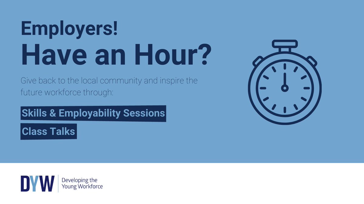 In as little as one hour, you can do your part in developing Scotland's future workforce by inspiring young people in education. Learn more and get involved: dyw.scot #ConnectingEmployers #DYWScot #PowerOfAnHour