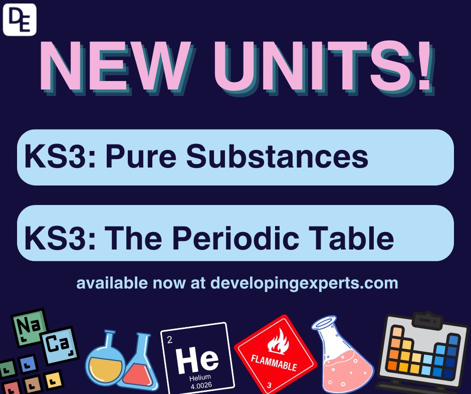 Secondary teachers: we have two new chemistry units available! 🧪🔎You can find our new units on Pure Substances and The Periodic Table by heading to Developing Experts now! 🌡️#KS3Chemistry #SecondaryScience