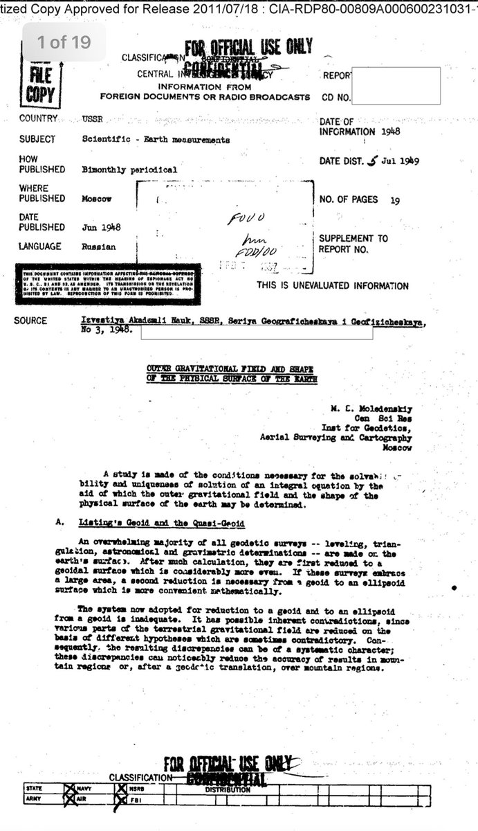 CIA declassified document claiming we live on a geodesic Earth. What’s a geodesic earth? cia.gov/readingroom/do…