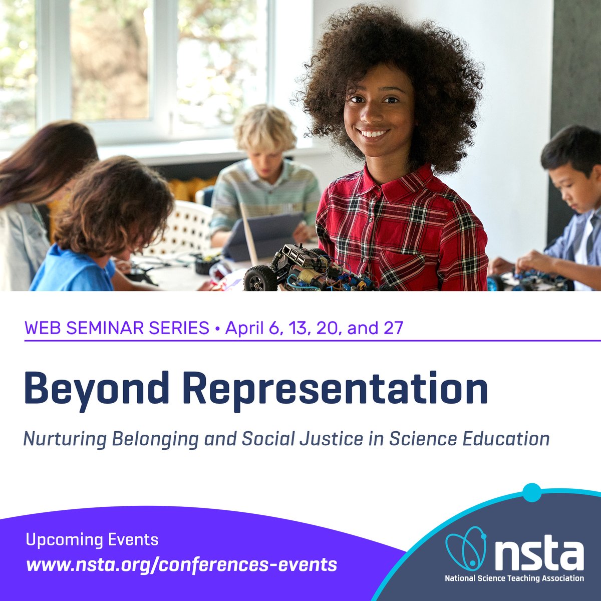 Join us TODAY for this four-part, interactive, web seminar series. Explore strategies for implementing social justice principles and practices in the classroom and discuss how to create more inclusive science learning experiences for students. Register at bit.ly/43GBCZA