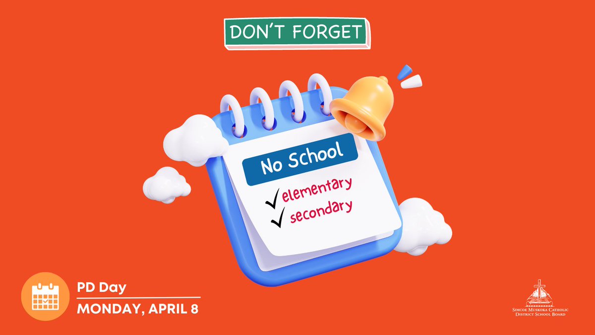 🚨Don't forget! Due to safety concerns with Monday's solar eclipse, our PD day scheduled for April 26th is moved to Monday, April 8th. Elementary and secondary schools will be closed, students stay home. More info: bit.ly/3uk5xd7