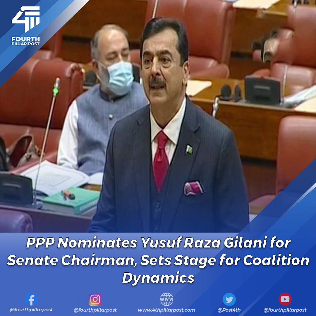 The political chessboard in Pakistan shifts as Yusuf Raza Gilani emerges as PPP's candidate for Senate Chairman. Stay tuned for updates on the upcoming session and coalition negotiations. 🇵🇰 #SenateChairman #PPP #CoalitionPolitics
Read more: 4thpillarpost.com