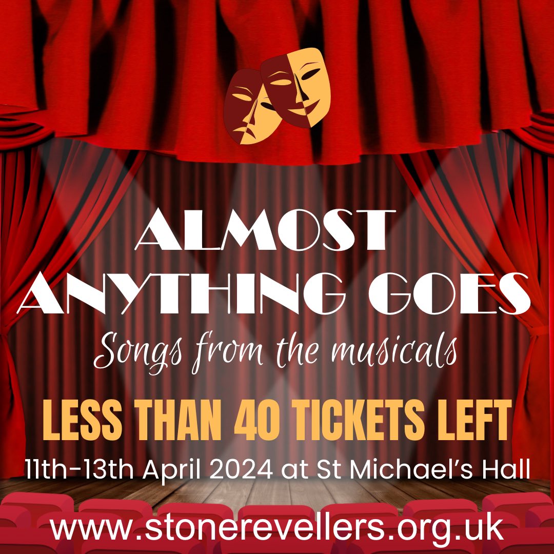 It’s nearly showtime 🎭 Our cast are busy making final preparations for ‘Almost Anything Goes’ next week.

Best availability is now THURSDAY 11th

See you there?