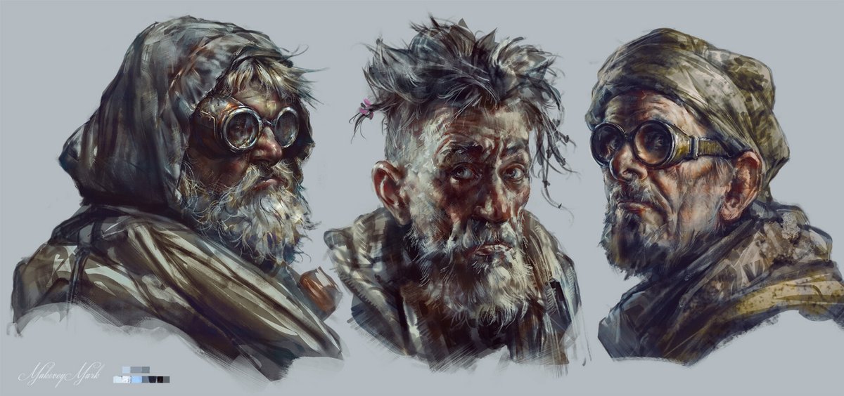 Great sketches. What names would you give these characters? Artwork: artstation.com/artwork/9E4e0N #FanArtFriday #Kenshi