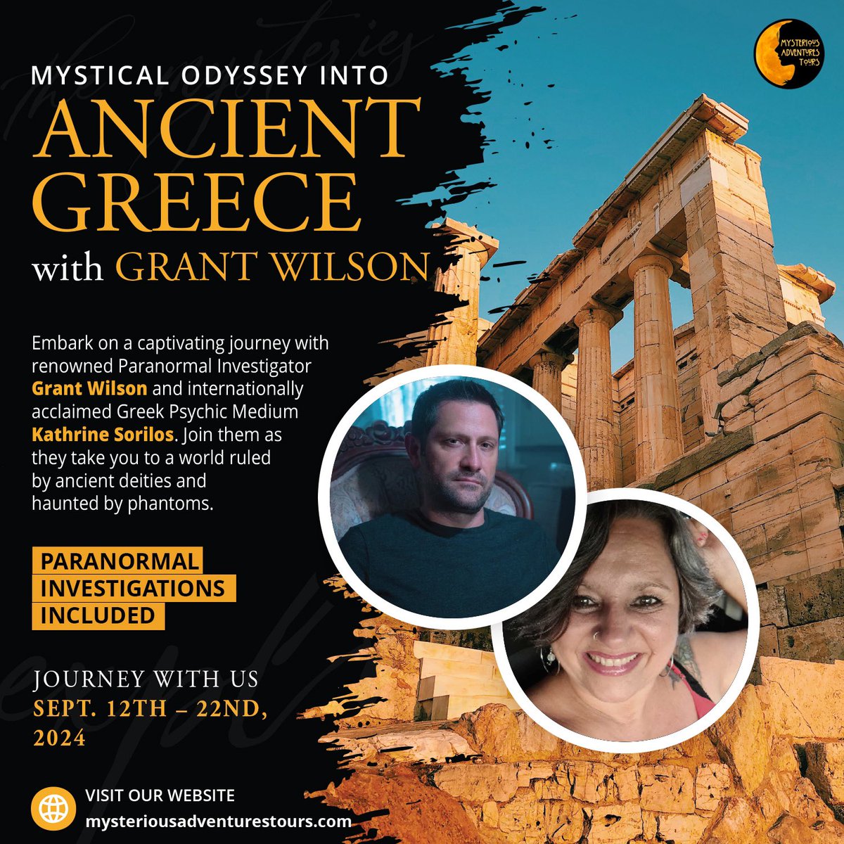 Come explore the history and mystery of Greece with @ReannaWilson3, myself, and the lovely Katherine Sorilos! Investigate haunted hospitals and even a temple of necromancy! Visit MysteriousAdventuresTours.com for more!
