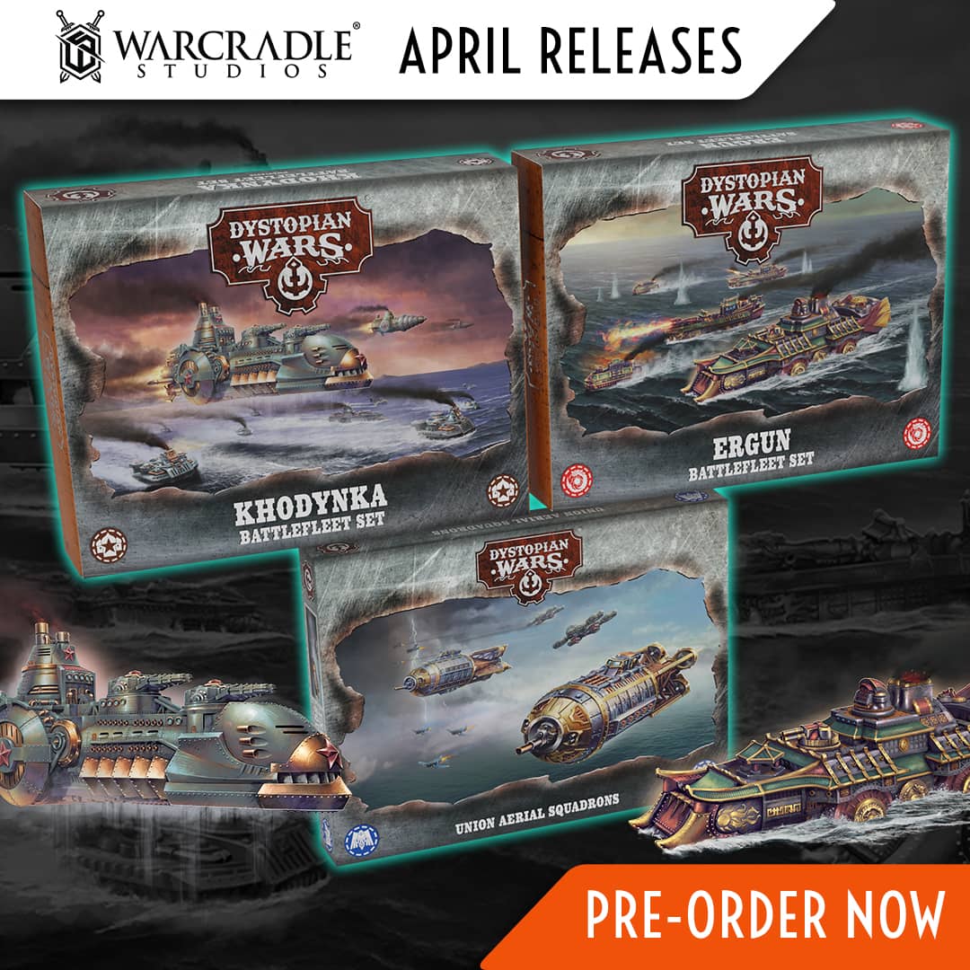 The #DystopianWars April Releases see the launch of the Khodynka and Ergun Battlefleet Sets, as well as the Union Aerial Squadrons.

Pre-order from your FLGS or online: wrcdl.com/qoj

#miniatures #wargaming #miniaturewargaming #navalwargaming