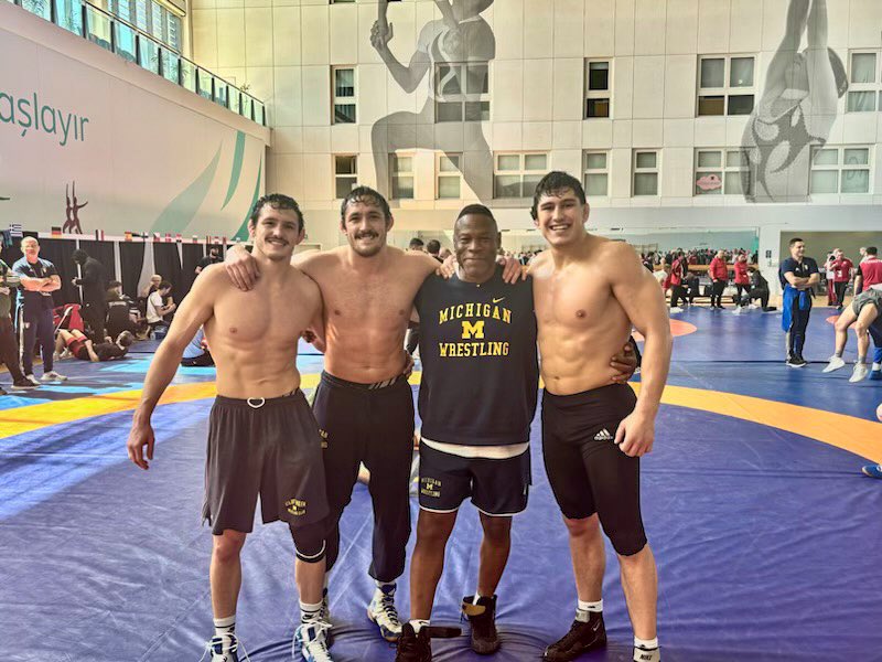 Second half of our #CKWC squad in Baku. Good luck to all our guys, Malik, Mitch, Matt and Ben, at the Euro Olympic Qualifier this weekend. Freestyle starts at 2:30am ET on Sunday, live on @FloWrestling.