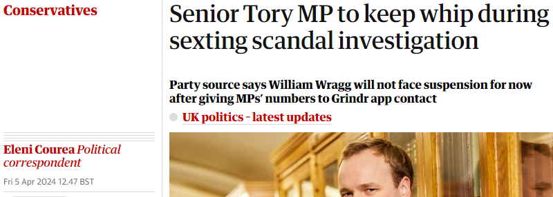 MP who gave phone numbers and other details of 12 Westminster colleagues - including MPs, journalists, researchers - to a sex blackmailer because he was himself being blackmailed will not be suspended while the Conservative Party investigates bit.ly/3PMRBzG