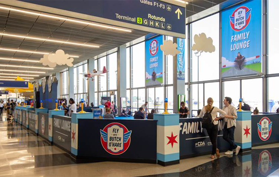 Passing through O’Hare? Stop by the #FlyWithButchOhare Family Lounge in T2. Families can enjoy bright comfortable seating and interactive game kiosks. bit.ly/3HpMyPW