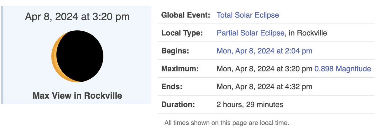 🌒 Eclipse Alert! On Monday, catch the partial solar eclipse from 2:04 pm to 4:32 pm, peaking at 3:20 pm. While we won't get total darkness, it's a rare celestial event not to miss! Remember, never look directly at the sun without proper eye protection. ow.ly/ytIj50R9lmI