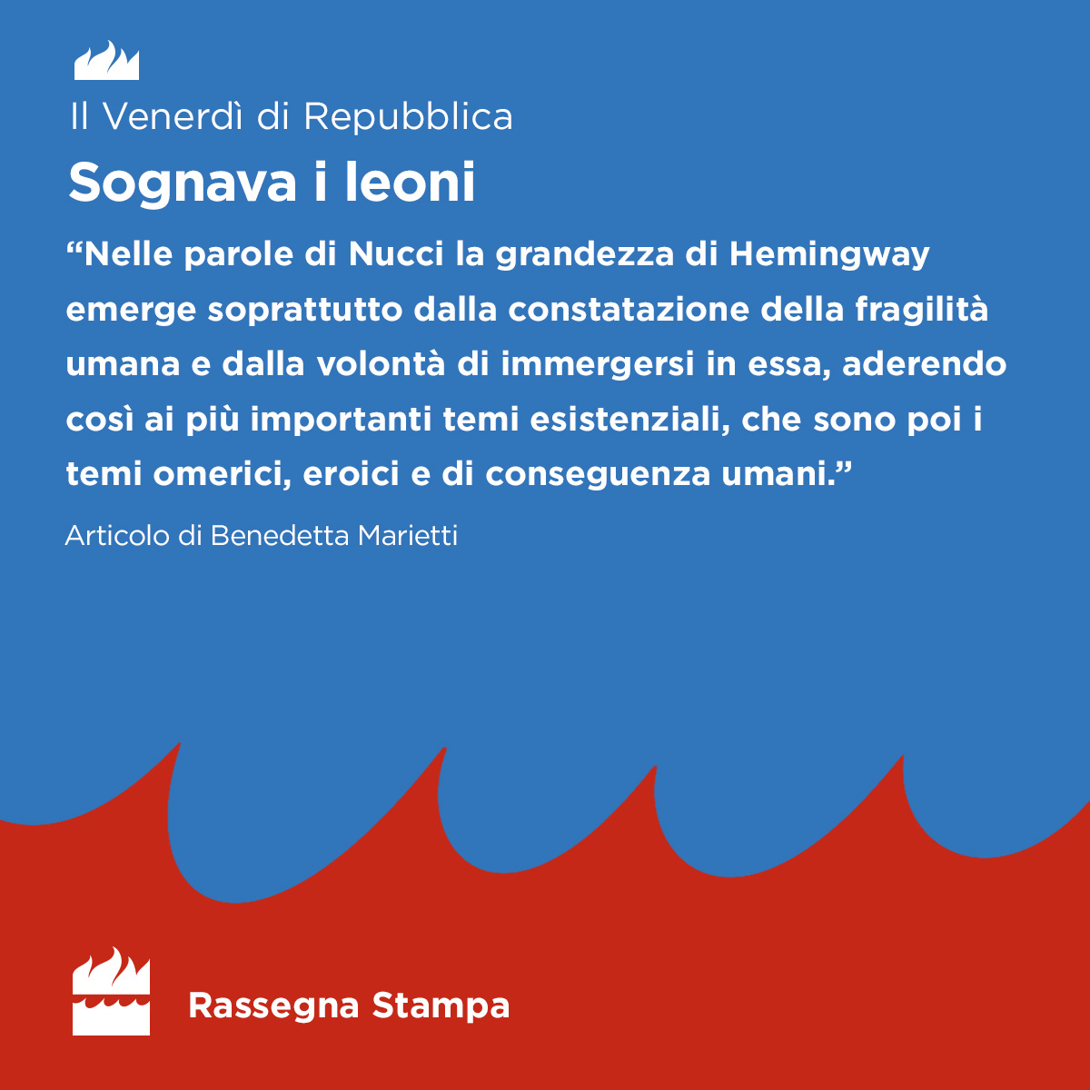 L'eroismo fragile di Ernest Hemingway. Sul @ilvenerdi un articolo dedicato a 'Sognava i leoni', il nuovo libro di Matteo Nucci da pochi giorni in libreria. harpercollins.it/9791259852748/…