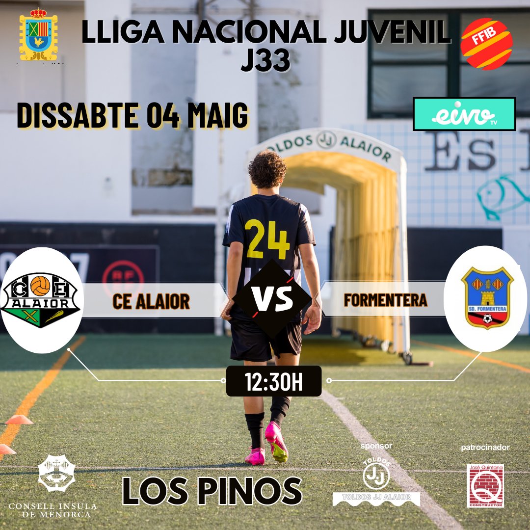 💥 DISSABTE DIA PARTIT! Lliga Nacional Juvenil! #unanypersomiar
💯 No t'ho pots perdre 🖤🤍 #MésQueMai #nevergiveup

🔝CE Alaior 🆚 Formentera
🖥 Segueix-lo també per app eivotv
🪧 Dissabte 04
⌚️12:30h
🎯Los Pinos

#esportscime #cealaior #lospinos #futbolbalear #ffib