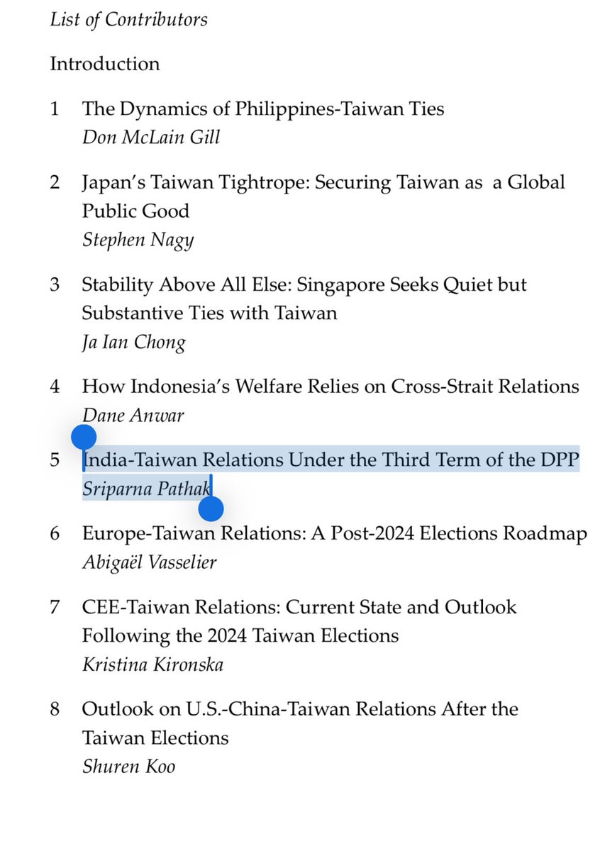 In this absolutely fantastic special volume on Taiwan’s 2024 Elections: Perspectives from the Region and Beyond, edited by @zsuzsettte for @ISDP_Sweden, I write about India-Taiwan relations in the third term of the DPP. 

isdp.eu/content/upload…