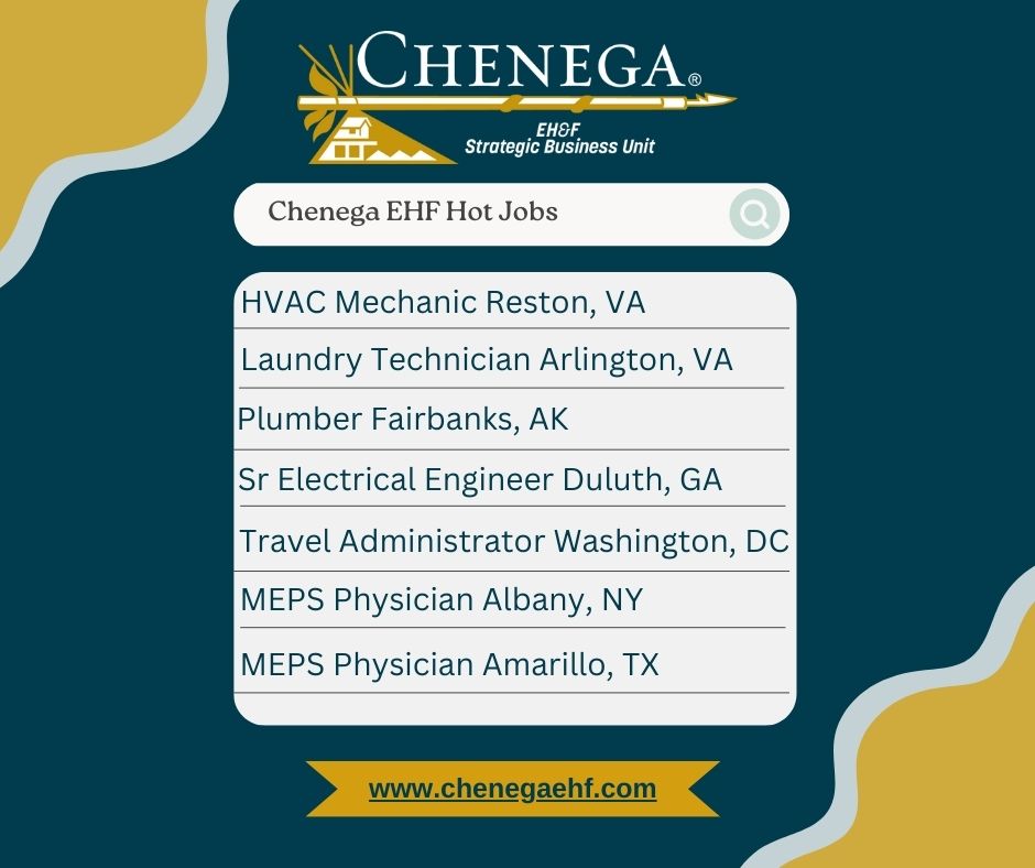 Our Hot Jobs this week are outstanding! Apply today.
#chenega #chenegafamily #nowhiring #hotjobs