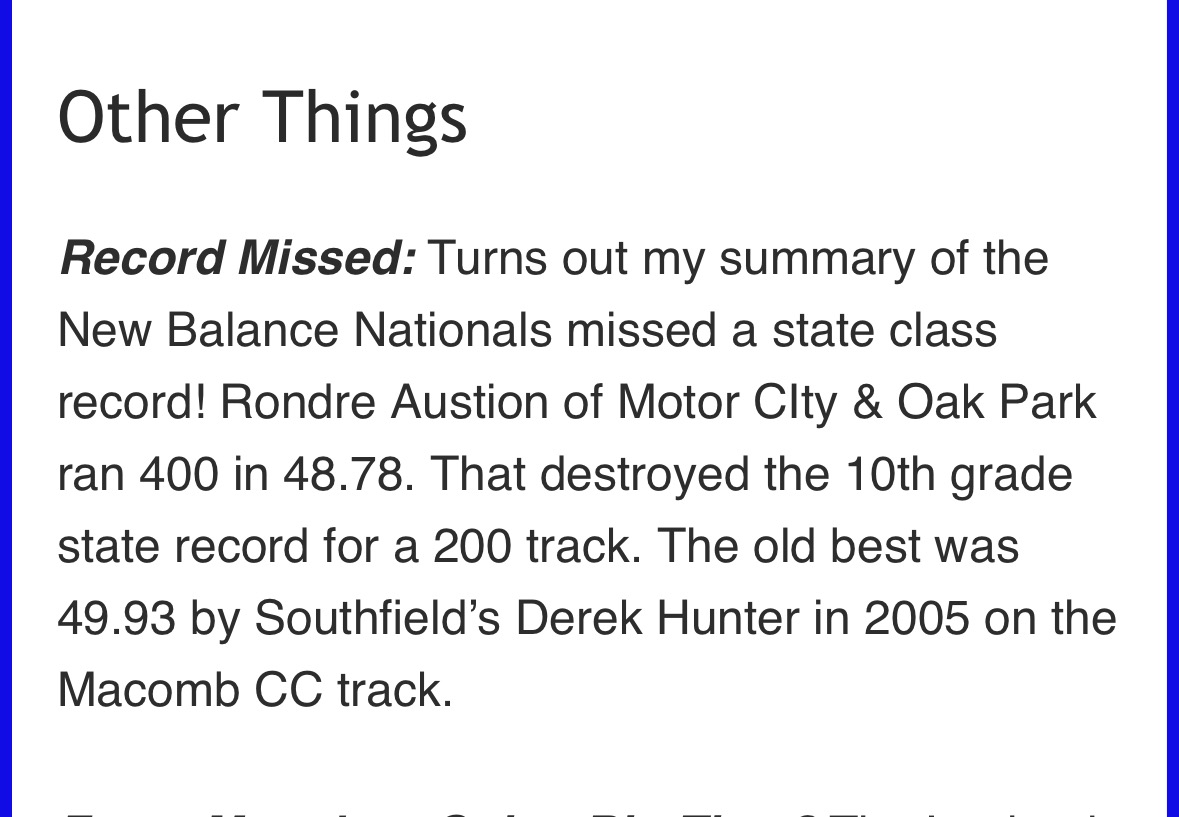 This just in🔥💨, almost 20 years old. #hardwork #dedication #GoBeGreatOnPurpose @alex_pallone @247Sports @TrambleJoe @MIexposure @michtrack @MotorCityTC @OakParkTF @AllenTrieu @TheD_Zone @UMichTrack @PrepRedzone @smsbacademy @On3Recruits @Rivals_Clint