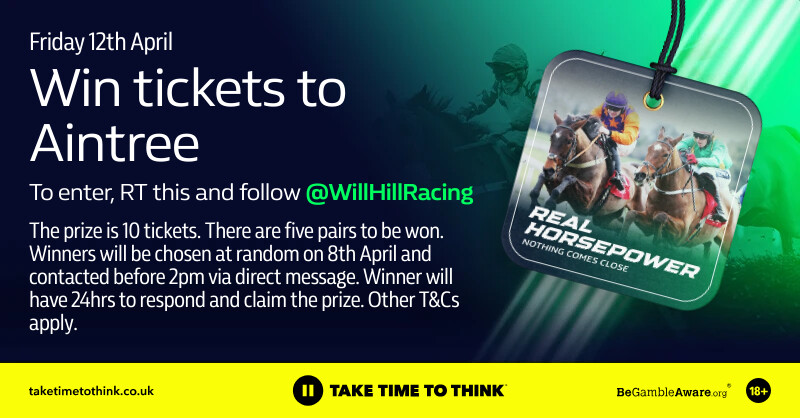 You could be the lucky winner of two tickets to Friday at the Aintree Festival! Here's what you need to do. 👇 🔃 Repost this ➡️ Follow @WillHillRacing Terms apply.