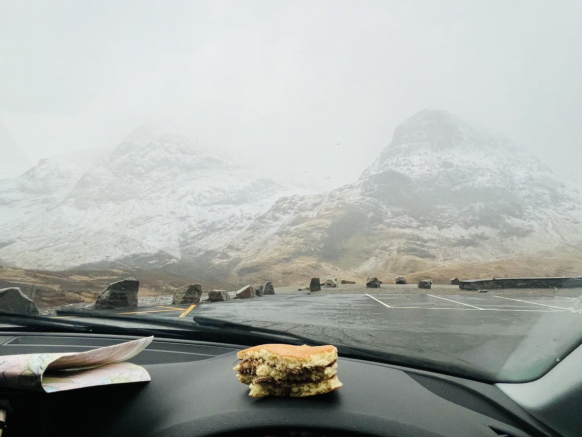 Coffee pancakes & planning for the day - Glen Coe