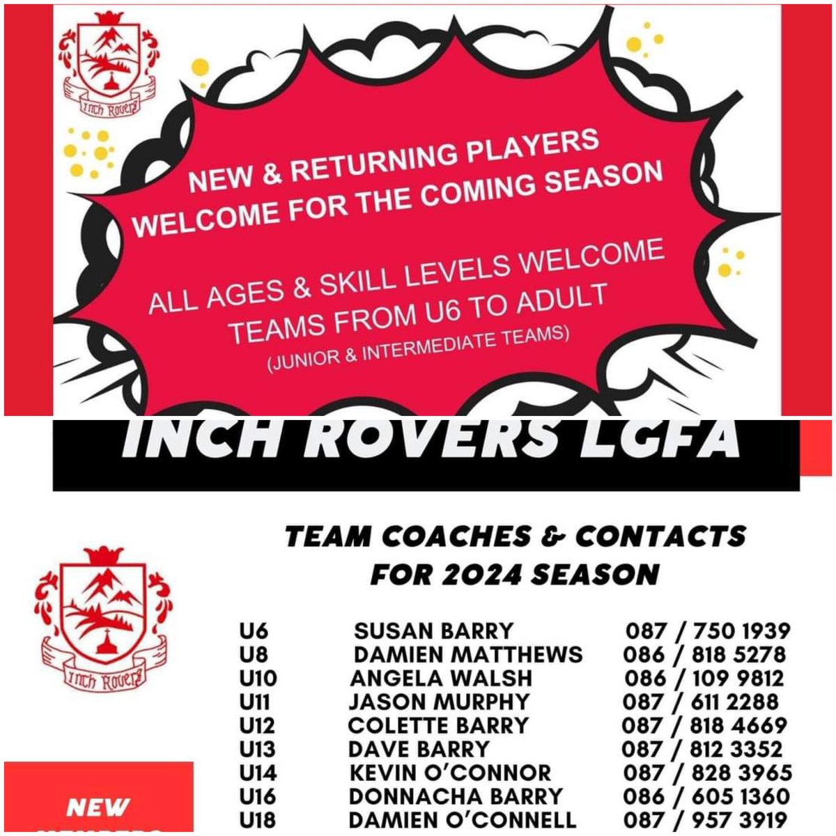 Welcoming all new players to our club, pls come along and give it ago and make new friends. See coaches contacts for all age groups below. 🙌🇵🇪🏐.