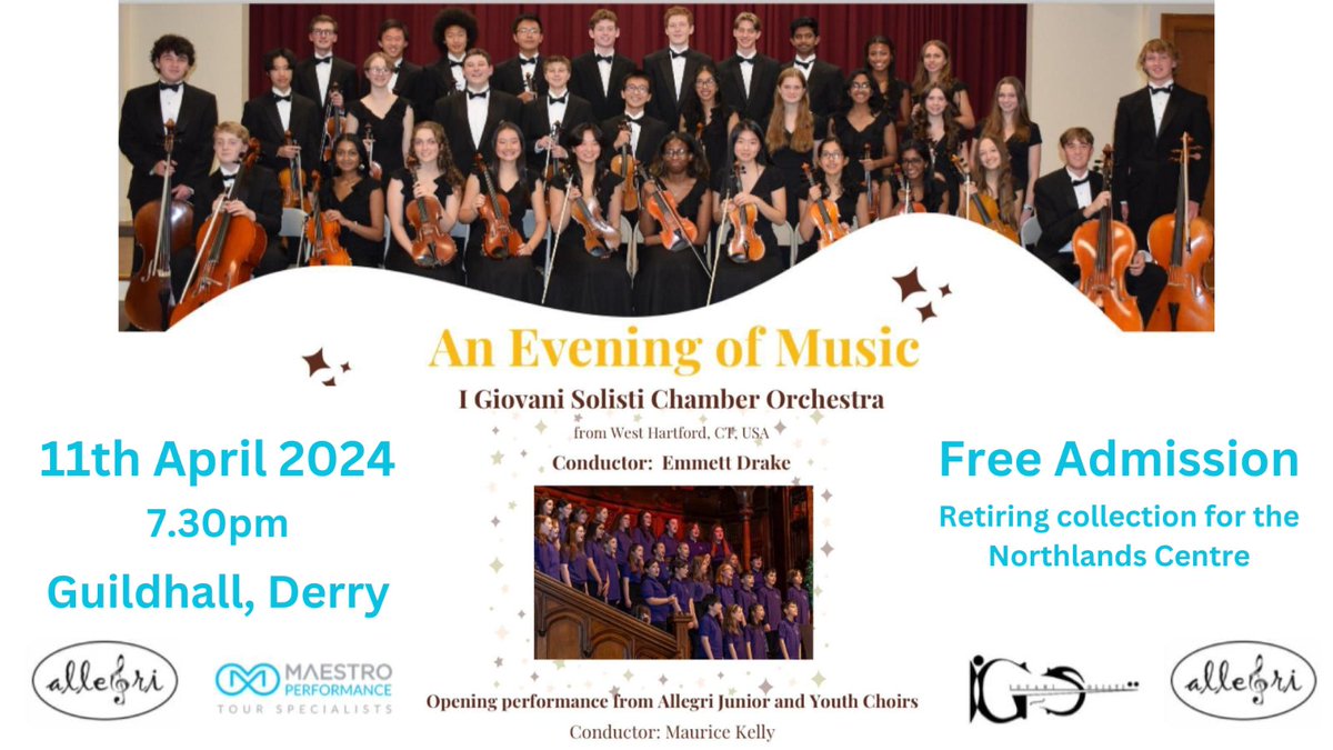 Allegri Junior & Youth choirs invite you to join them as they host the I Giovanni Solisti Chamber Orchestra for what promises to be a beautiful evening in the Guildhall 🎻🎵 📆 Thursday 11th April ⌚ 7.30pm 🎟 Admission Free (retiring collection) 👉bit.ly/4cMecX6