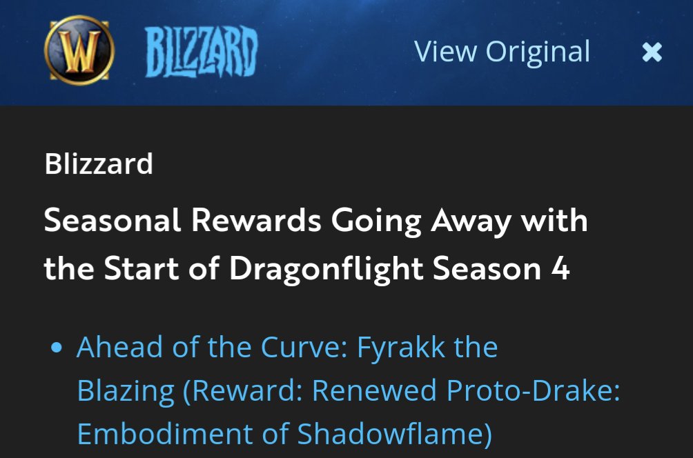 gogogadgetkat's tweet photo. @WarcraftDevs What is the reason for this? The best part of every expansion is watching the community come together to help give away AotC mounts at the end. Joining forces to help each other achieve is what MMOs are all about - why would you take this opportunity away from us? https://t.co/MWnhe8pihg