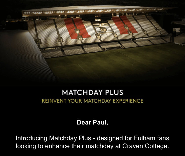 “Reinvent your matchday experience.” No doubt written by marketers that call football clubs ‘brands’. Load of overpriced, elitist b*llocks. #FFC