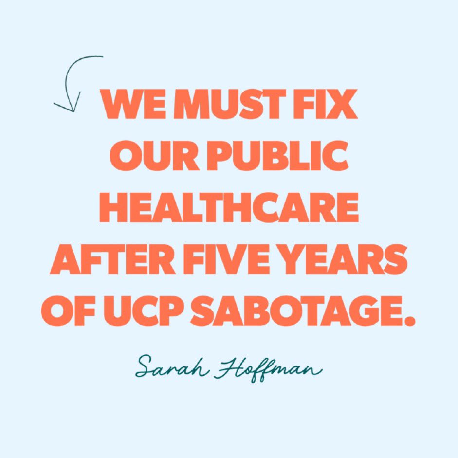 Albertans place great value on our public healthcare system. Unfortunately, the UCP do not share that Alberta value and have actively undermined the care Albertans receive. We need a gov’t committed to rebuilding our system to the world-class standard Albertans deserve! #AbLeg