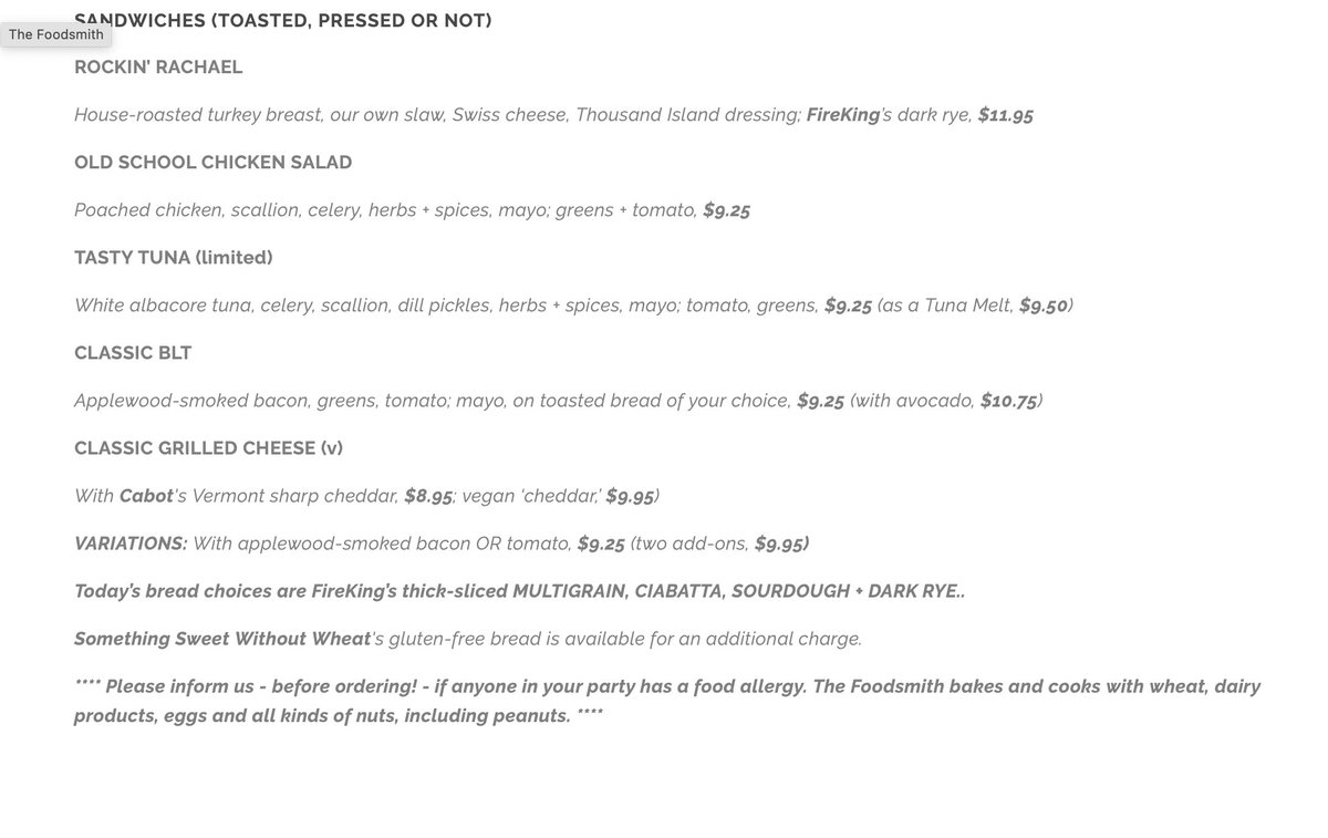 FoodsmithDUX's tweet image. TGIF, #Duxbury! BIG lunch menu today! (Well, for us.)
Check it out + then call 781-934-0134 to order. Please note: We need 30 minutes for mac 'n' cheese. We are here until 2 p.m.