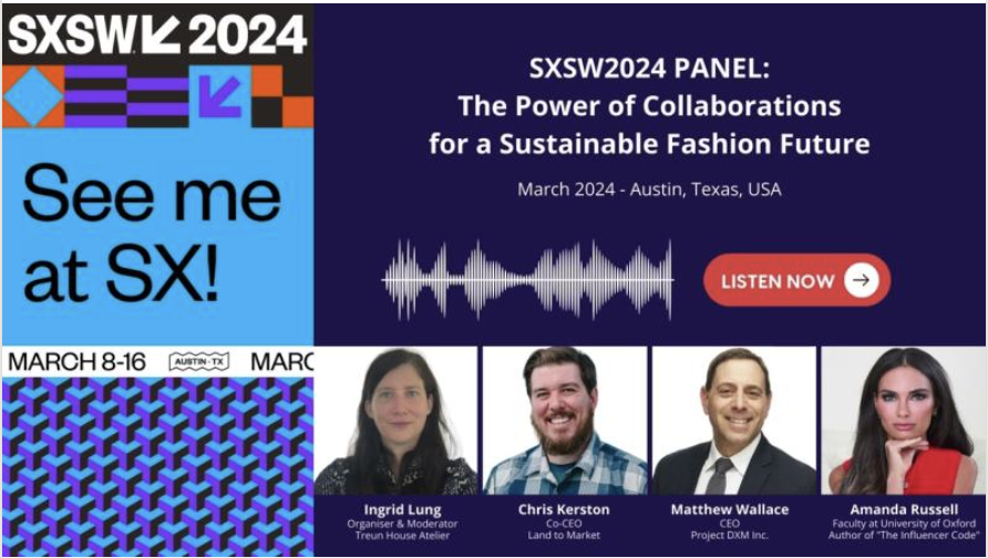 Our Co-CEO, Chris Kerston, spoke on a panel recently at South by Southwest @SXSW in Austin, Texas. 

Listen to "The Power of Collaborations for a Sustainable Fashion Future," here: youtube.com/watch?v=aczLrU….

#SXSW #Fashion #Regenerative #LandtoMarket