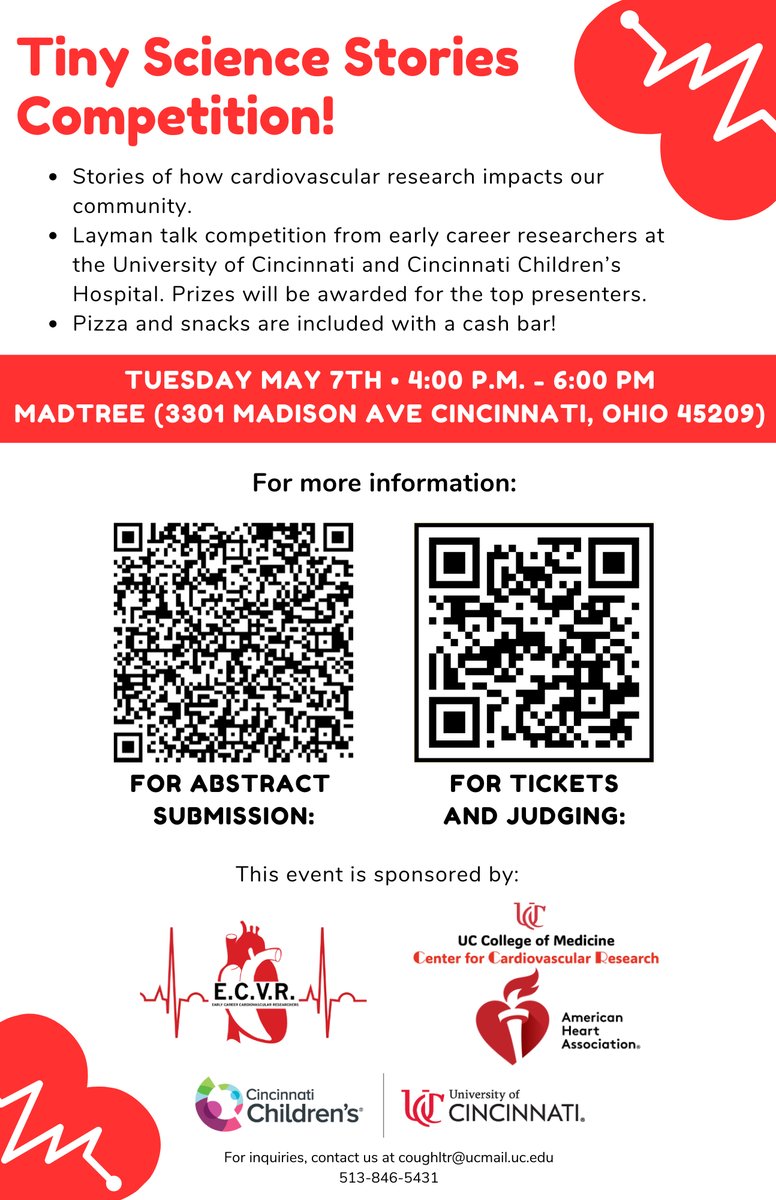 We cordially invite you (open to all) to join us in celebrating our efforts to promote cardiovascular research in Cincinnati.
<a href="/AHAScience/">AHA Science</a> <a href="/ECVRtweets/">Early-Career Cardiovascular Researchers (ECVR)</a>