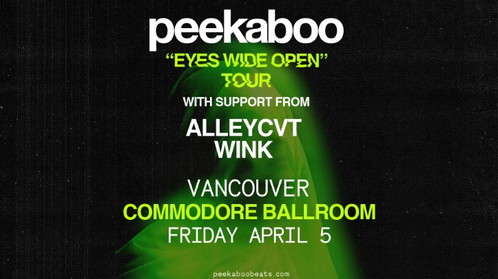 TONIGHT: Get ready to party to unique dubstep beats with producer @peekaboobeats for the Eyes Wide Open Tour! Set times: Doors - 10:00pm WINK - 10:25pm Alleycvt - 11:25pm Peekaboo - 12:30am *all times are subject to change *must be 19+ with valid ID to attend