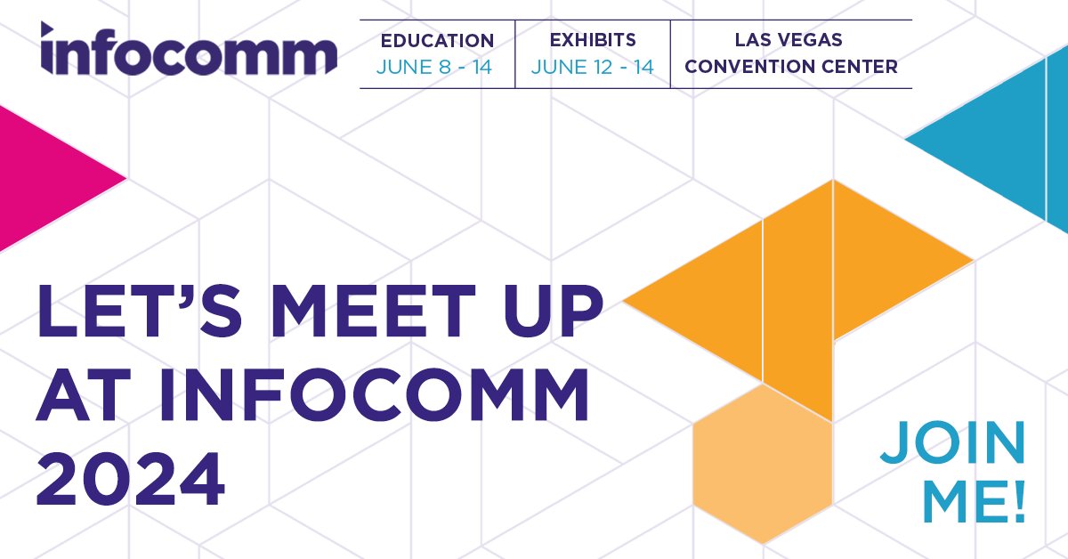 Let's meet up at Infocomm! 😎 Whether you want to meet at a specific booth or just for a coffee, reach out and let's schedule a time! #avtweeps