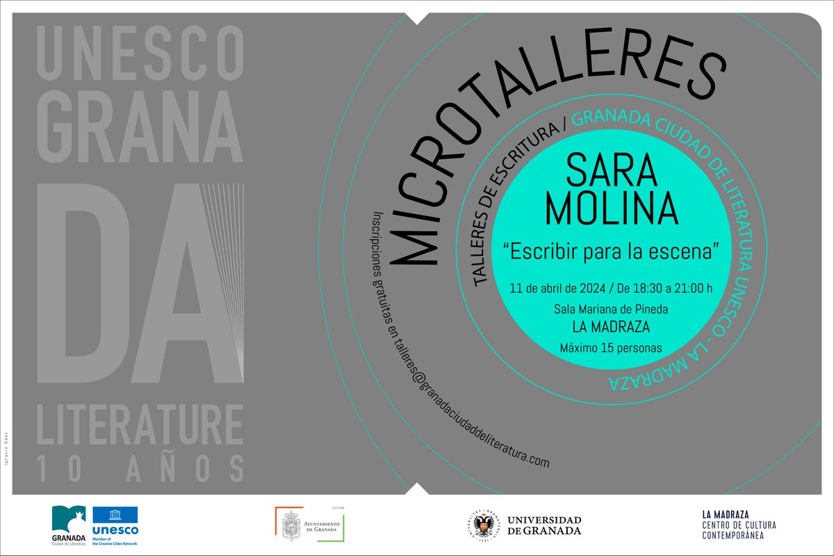 «Escribir para la escena», microtaller gratuito impartido por Sara Molina. Jueves 11 de abril a las 18:30 h. @lamadrazacccugr | @CanalUGR