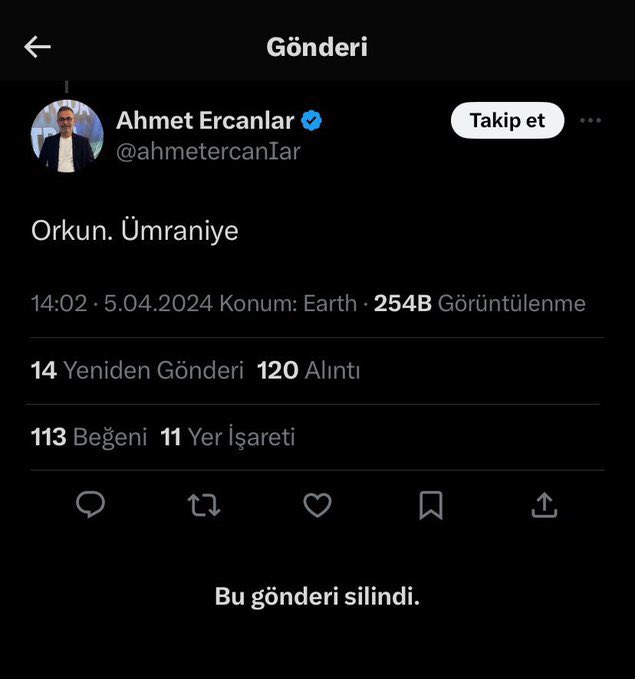 PesindeyizApp's tweet photo. Ümraniyespor kalecisi Orkun’a, Galatasaray’a karşı şike imasında bulunduğun tweeti neden sildin? @ahmetercanlar https://t.co/lwppfuV87C