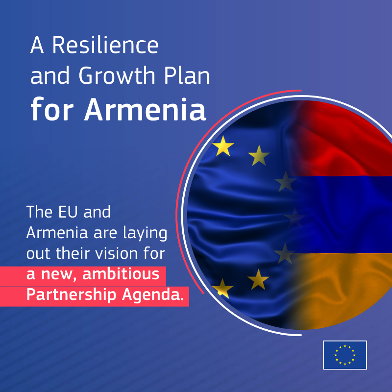 EU_Commission's tweet photo. Europe and Armenia share a long and common history.

The time has come to write a new chapter.

This week, we reaffirmed our support for Armenia's sovereignty, democracy, territorial integrity, and socio-economic resilience with a new Resilience and Growth Plan for Armenia ↓