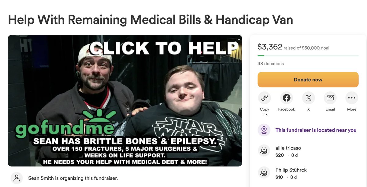 Friends - Last week was the anniversary of my epilepsy diagnosis & time on life support. I was born with brittle bones, I've had a total of 200+ fractures. Right now I'm -$ & still $20k+ in debt/other major costs. gofundme.com/f/help-with-re… Click the link to help & share?