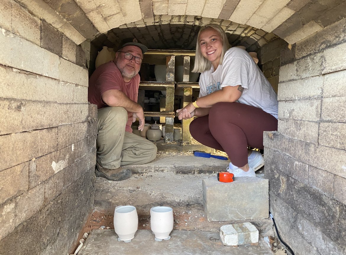Chris Kelly, Assoc. Dean of Fine Arts, is loading &amp; firing our wood firing kiln this wk. Full loading &amp; firing will take 7 days. Chris built the kiln in 2008 with lots of help. Once the fire is lit, shifts of people will constantly rotate at the kiln until it’s shut down.