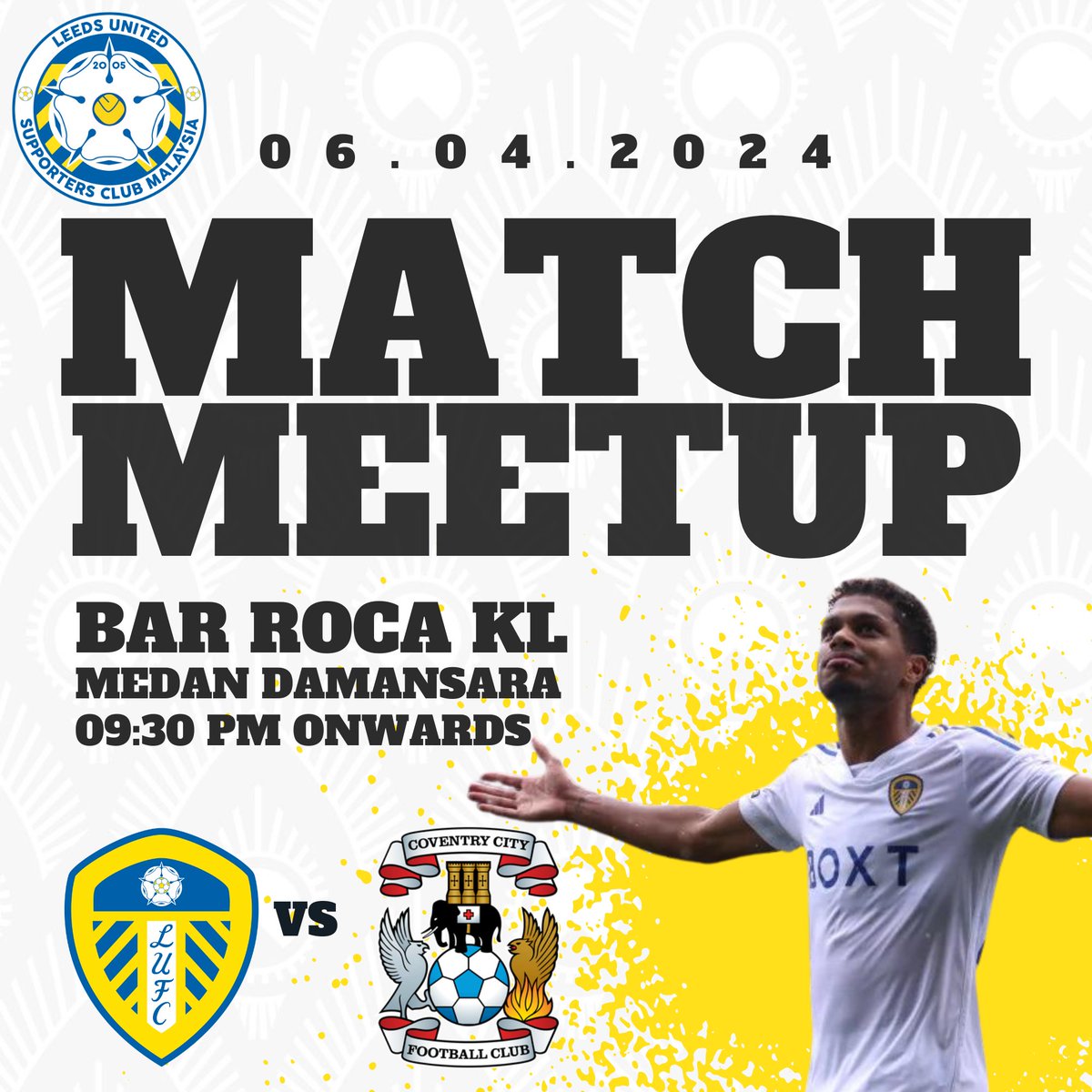 Feels like an eternity since our last match meetup. Come join us tomorrow at Leeds United Malaysia den, Bar Roca KL! We will be there from 9:30pm onwards, send us a DM is you have any questions, see you tomorrow! MOT #LeedsUnited #MOT #ALAW #LUFC