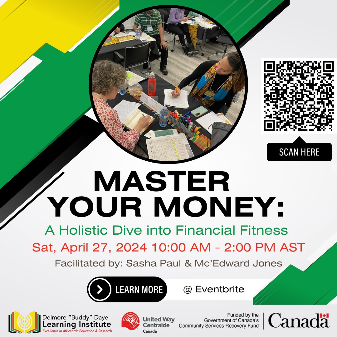 Join us on April 27th, 2024, from 10 AM to 2 PM for an enriching and FREE ONLINE workshop on 'Master Your Money: A Holistic Dive into Financial Fitness'. Led by expert co-facilitators Sasha Paul and Mc’Edward Jones, this transformative experience will empower you with essential