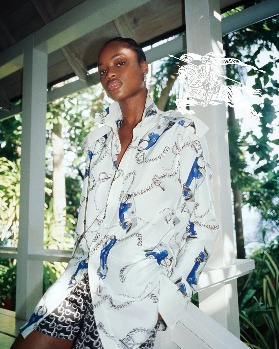 Mayowa Nicholas in a Summer 2024 silk shirt #Burberry brby.co/cjt