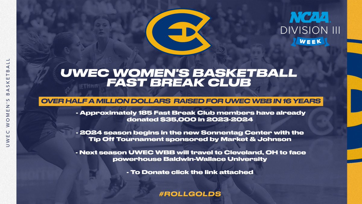 Our Fast Break Club has elevated the Blugold experience for our student-athletes for nearly two decades! As we close out DIII Week, we want to thank members for their support and encourage those interested in joining to help out at the link below! #D3Week impact.uwec.edu/project/41789