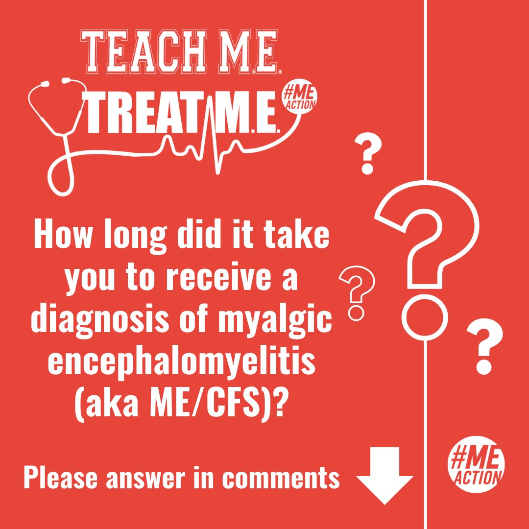 We are so busy preparing for this May's #TeachMETreatME #MillionsMissing! We need your help!

We are working on materials to share online and would like to know how long it took you to get a diagnosis.

Please answer in the thread or direct message us on social media. #pwME