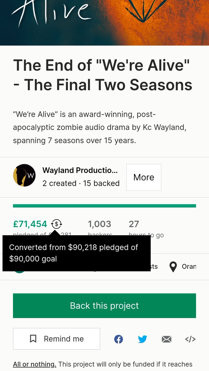 The @Kickstarter campaign to help fund the Final Two Seasons of @WereAlive (+ Scouts Honor) has hit it's $90,000 goal. Get involved to hit further goals, stretch goals or to grab great rewards and merch. kickstarter.com/projects/werea… @KickstarterRead @KickstarterGO @waylandprod