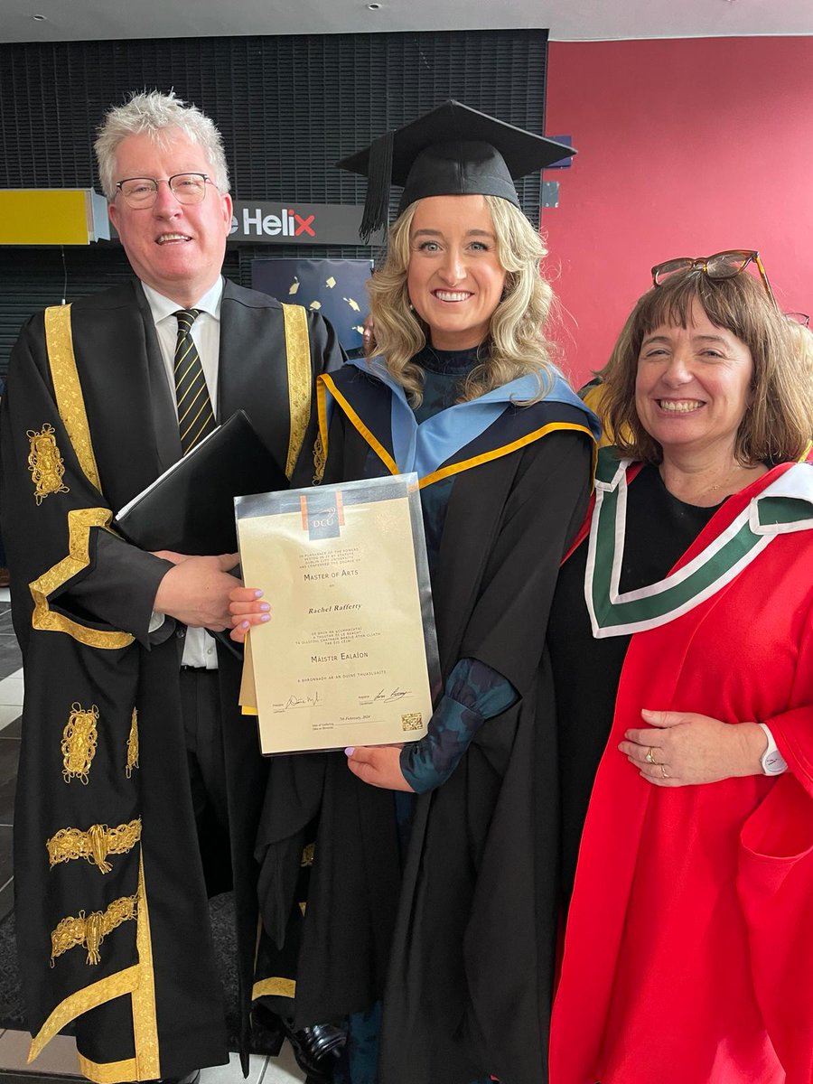Smiles all around today at #graduation @DCU Congratulations to our wonderful PE TA @RachelRaff1 and all our students @SchoolAEM @DCU_IoE who were awarded research degrees today. Enjoy the celebrations 👋👋👋 @DaireKeogh