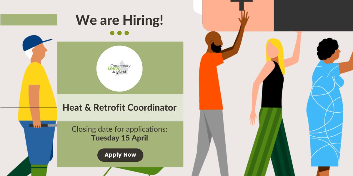 📢EXTENDED DEADLINE: We are hiring! CEE are on the look out for a Heat and Retrofit Coordinator to support our members share knowledge and build their capacity, and help to develop two partnership projects. Find out more here 👇 communityenergyengland.org/job-vacancies/… #CommunityEnergy