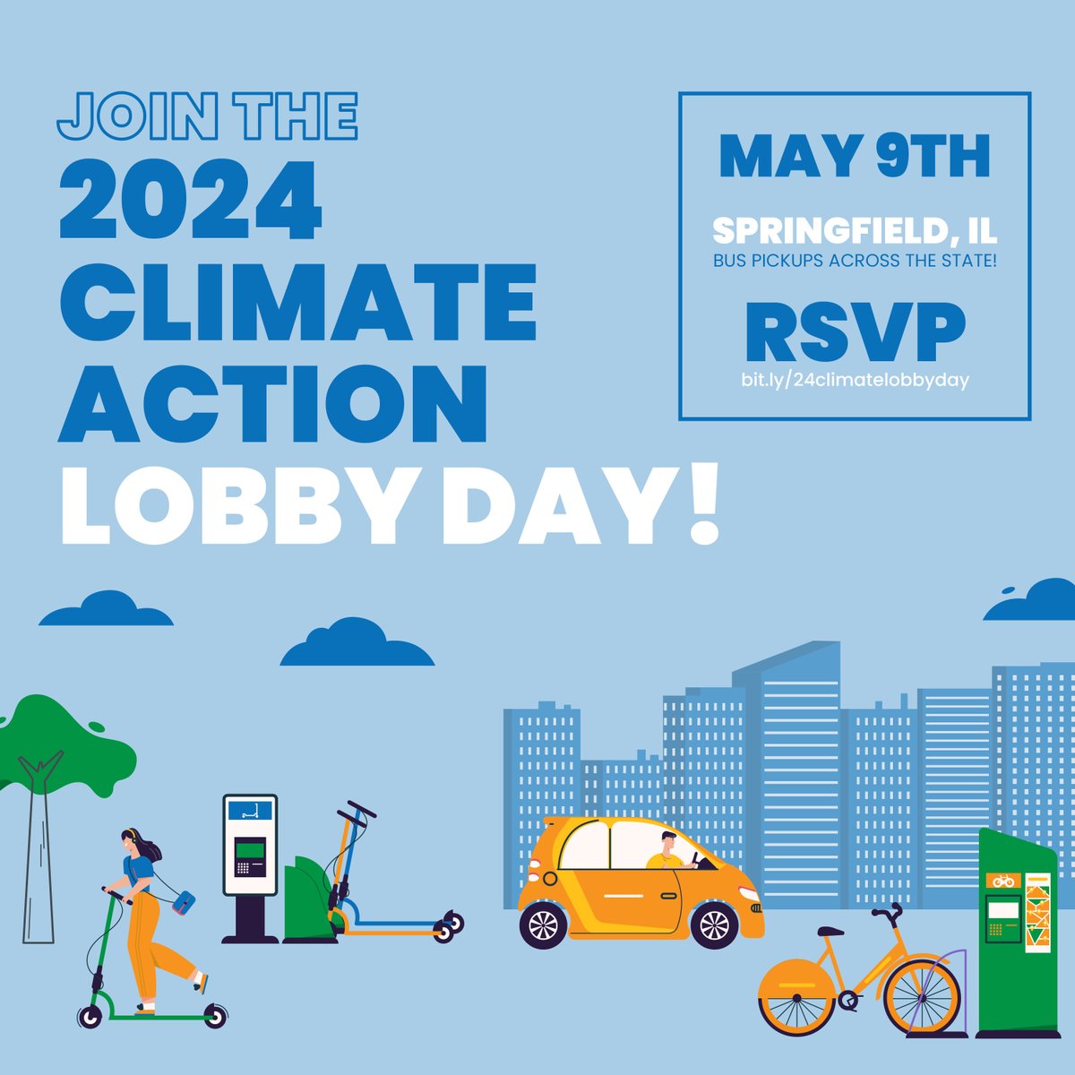 Mark your calendars: Join us in Springfield on May 9 to urge lawmakers to support the @ILCleanJobs Platform! This suite of bills will lower greenhouse gas emissions🌎, create green jobs👷‍♀️, & make our communities healthier & safer💚. RSVP ➡️ bit.ly/24climatelobby…